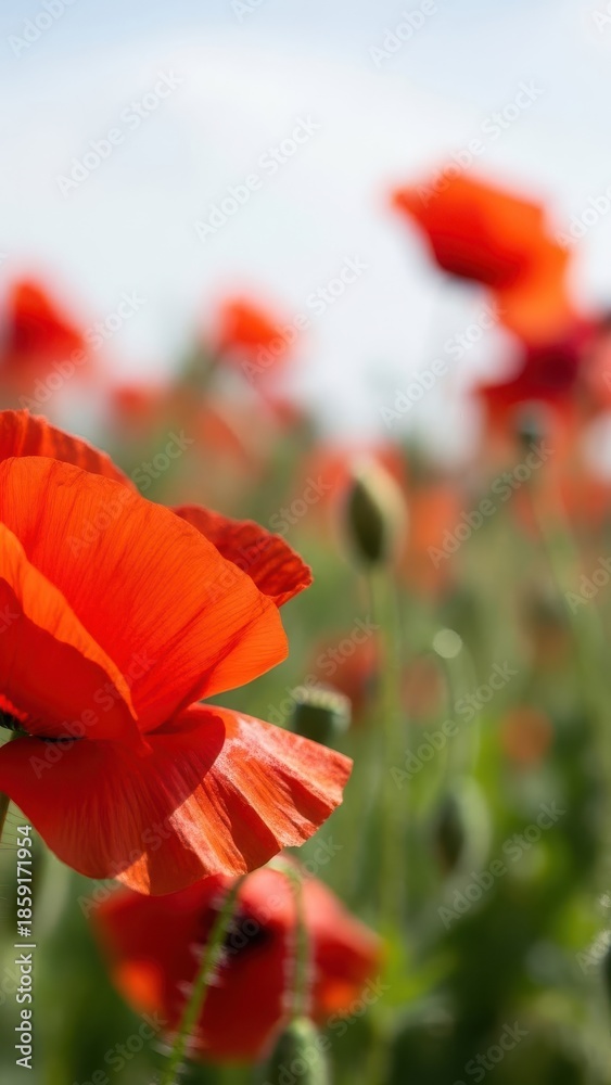 Fototapeta premium Red Poppies Field Summer Nature