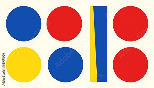 Abstract Geometric Bauhaus Style Art with Primary Colors