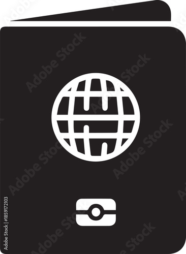 Passport booklet document with globe icon for international travel