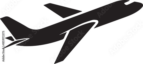 Commercial airliner jet airplane flying transport aviation travel icon graphic sign.