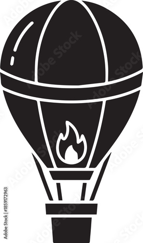 Hot air balloon flight adventure travel aerial journey vector silhouette icon