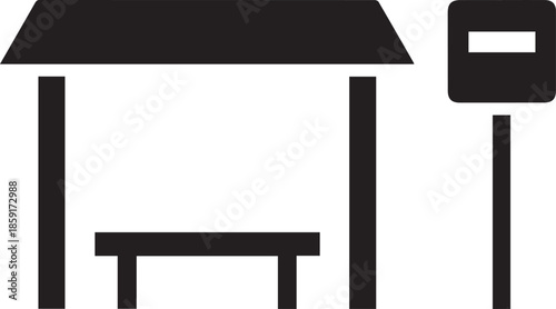 Bus stop shelter sign transport public transportation vector silhouette icon