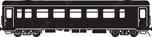 Modern passenger railway carriage silhouette side view for transit
