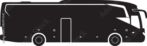 Modern long distance passenger coach bus silhouette for travel trips
