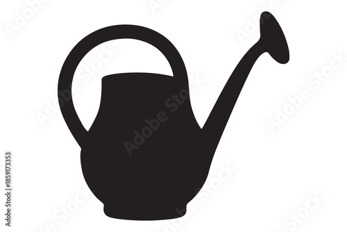 Black silhouette watering can icon for gardening, horticulture, plant care, irrigation, household tool illustration