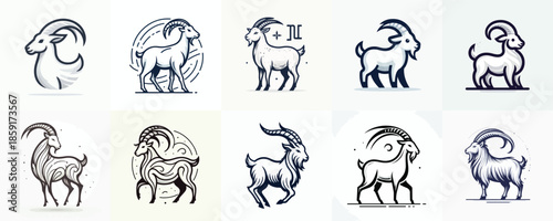 shio goat vector. Vector, minimalist, illustration, icon set.