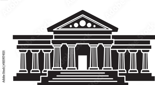 Ancient greek or roman government building silhouette isolated on transparent background