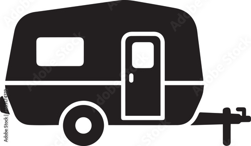 Camper trailer caravan icon for camping and road trip travel design