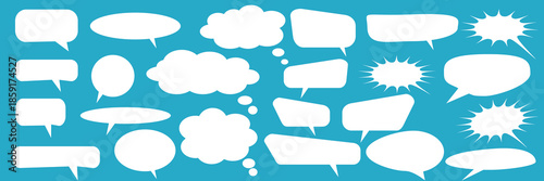A set of chat box designs for comments on social media or comics. Vector designs of speech bubbles, text boxes, and conversation chat columns in comics.	