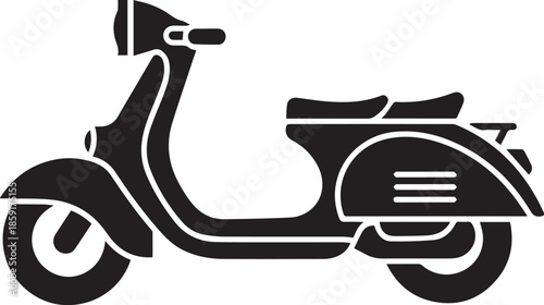 Classic retro moped scooter black silhouette side view two wheel vehicle