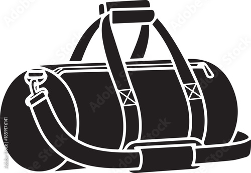 Silhouette of duffel bag on transparent background