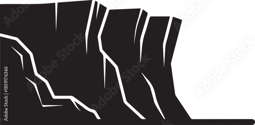 Mountain cliff icon, rocky terrain, steep edge, nature landscape