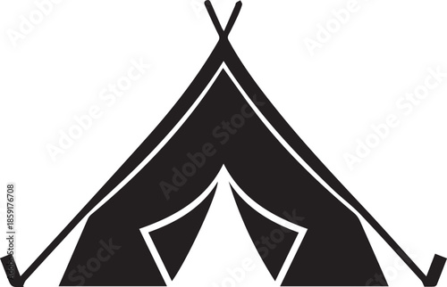 Camping tent icon vector illustration of outdoor adventure shelter