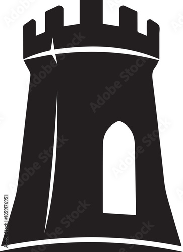 Ancient castle rook silhouette vector illustration isolated on background