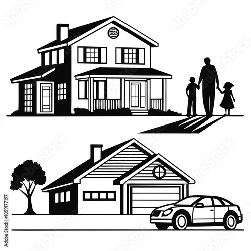 Family home silhouette