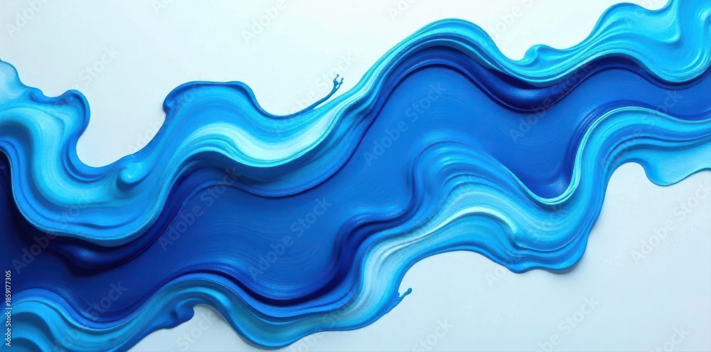 Fototapeta premium Swirling blue and white paint textures, abstract art , marble, blue