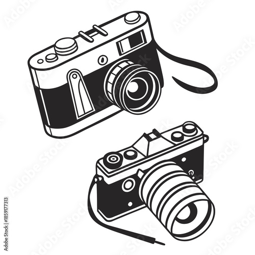 Vintage cameras illustration