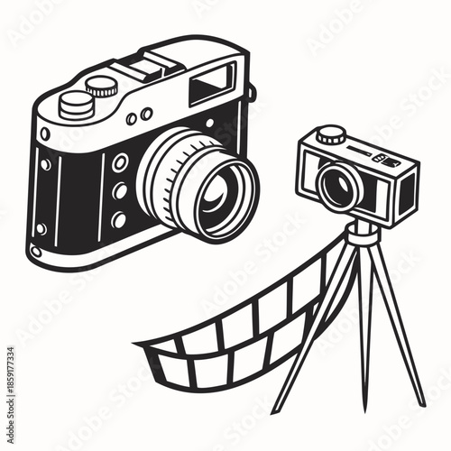 Vintage camera and tripod