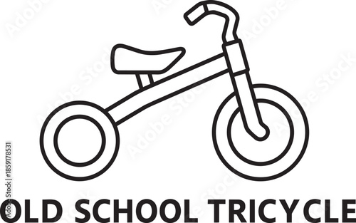 Old school tricycle children's ride toy vintage three wheel transportation outline icon