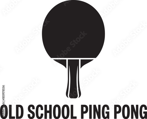 Old school table tennis paddle graphic design element representing retro ping pong equipment