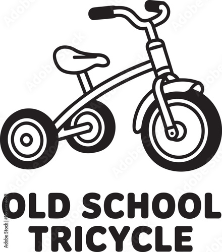 Old school tricycle icon design vector illustration vintage kids three wheels bike isolated art