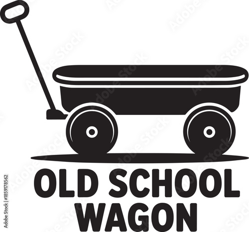 Old school wagon vector silhouette illustration classic toy for children's outdoor play
