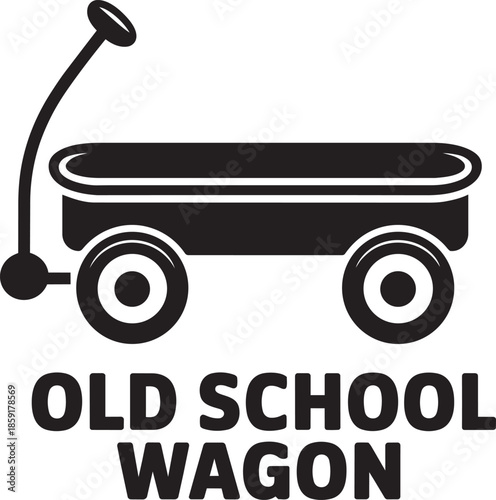 Old school wagon vector outline illustration classic toy for children's outdoor adventures