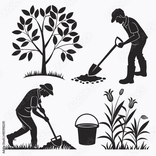 Gardening silhouettes