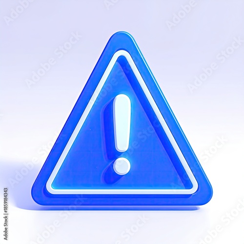 Rendered blue warning sign with white trim and exclamation point