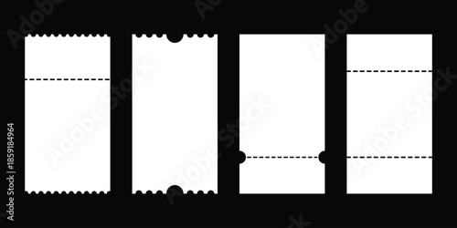 set of Empty Ticket mockup vector illustration. Blank Ticket collection isolated background. Ticket template design .Blank tickets mockup for entrance to the concert or show.