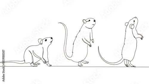 Three mice depicted in sequence showing growth and upward movement