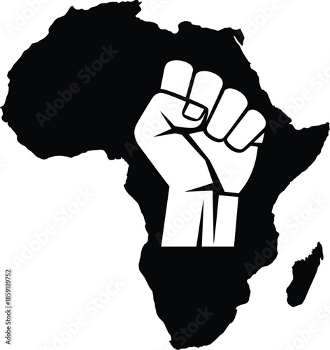 A striking black history silhouette design ideal for projects on transparent background. African Map Silhouette.