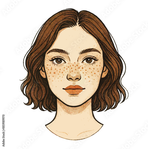 illustration of a woman with freckles
