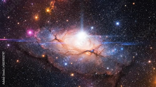 Mesmerizing spiral galaxy with bright center and colorful surrounding nebula in a star field