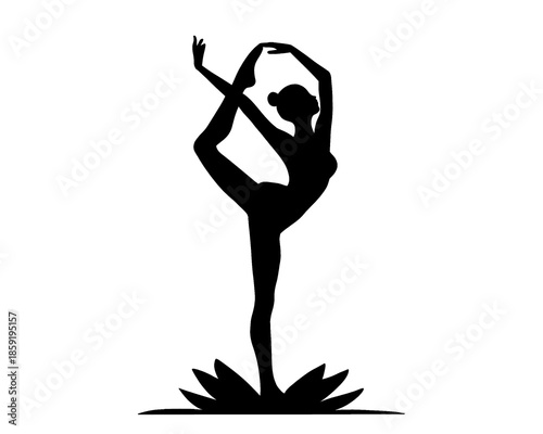 yoga woman silhouette, icon isolated on white background, type 4

