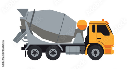 Cement mixer truck on the construction site