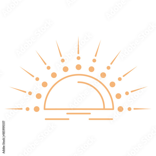 Minimalist boho sun rising illustration
