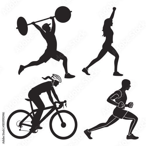 Silhouettes of athletes engaging in various sports