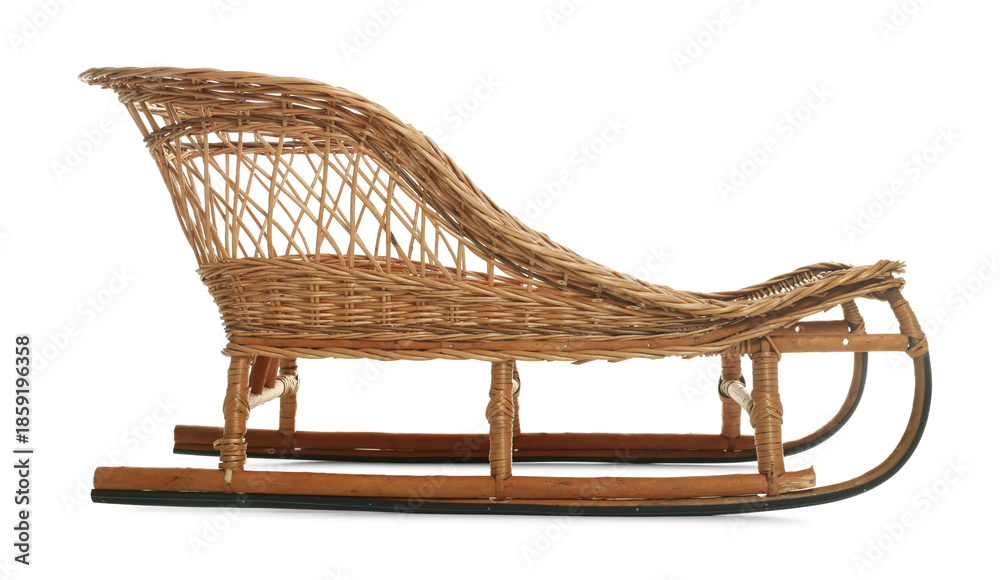 Obraz premium One beautiful wicker sleigh isolated on white
