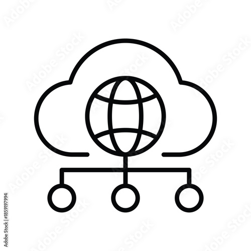 Public cloud icon with network symbol, vector icon, isolated illustration.