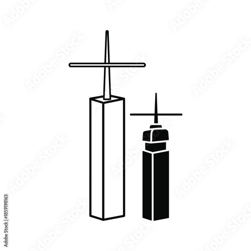 Black and white vector illustration of two weather vanes
