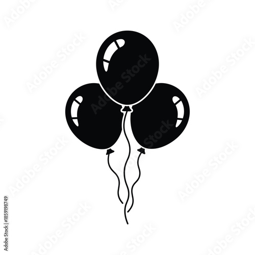 Three black balloons illustration