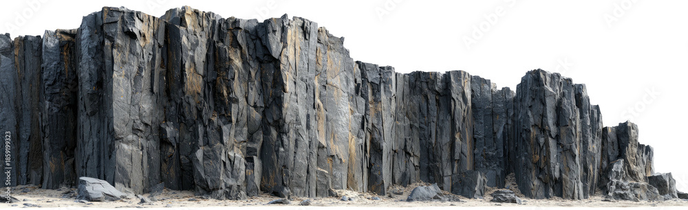 Fototapeta premium A jagged cliff face with various textures, showcasing the raw, rugged beauty of nature