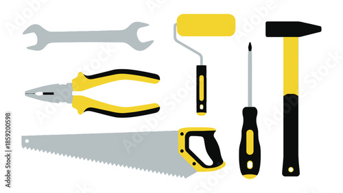 Essential tools for DIY projects and home repairs, arranged neatly for easy access
