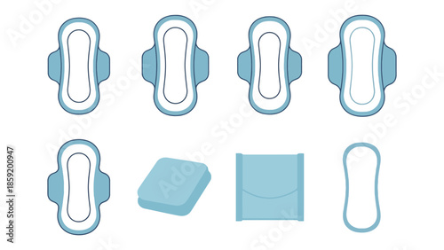 Hygienic feminine pads and liners arranged for visual clarity