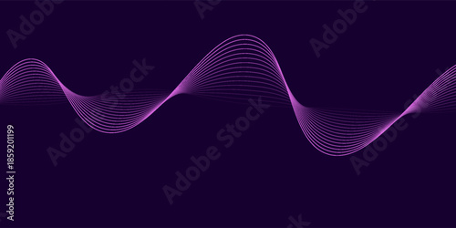 Wave sound line, abstract lines background, graphic thin curves design element, elegant tech flow backdrop