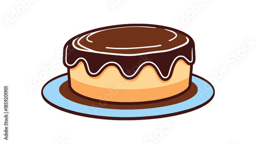 Decadent chocolate cake with glossy frosting on a plate, a sweet treat for any celebration.