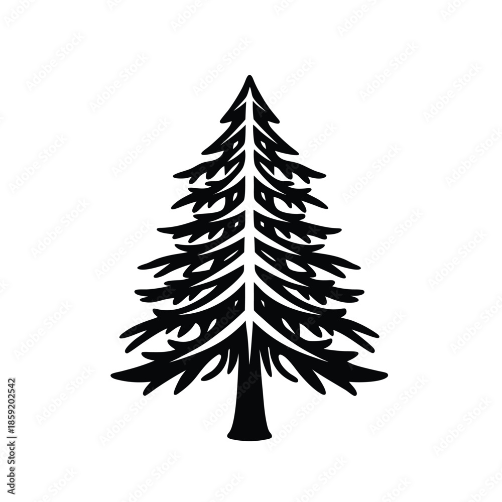 Obraz premium Pine Tree Silhouette Vector Icon
