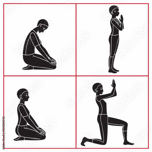 Yoga poses silhouettes