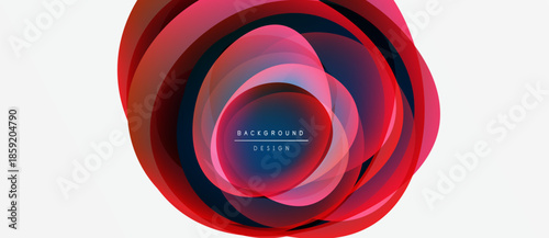 Abstract floral design. Concentric circles, red hues, white background. Modern, elegant composition for digital projects.